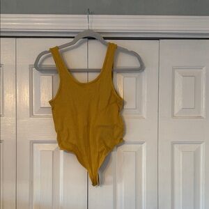 Mustard Ribbed Women's Bodysuit